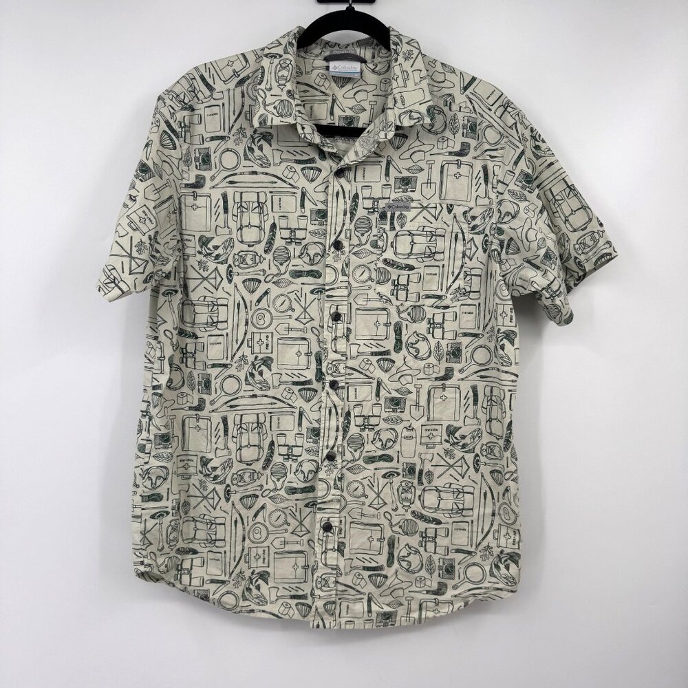 Columbia Men's Rapid Rivers Printed Short Sleeve Shirt Brown Size Medium Canping
